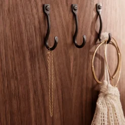 Ferm Living Curvature haak 3-pack, Zwart messing< Haken & Hangers