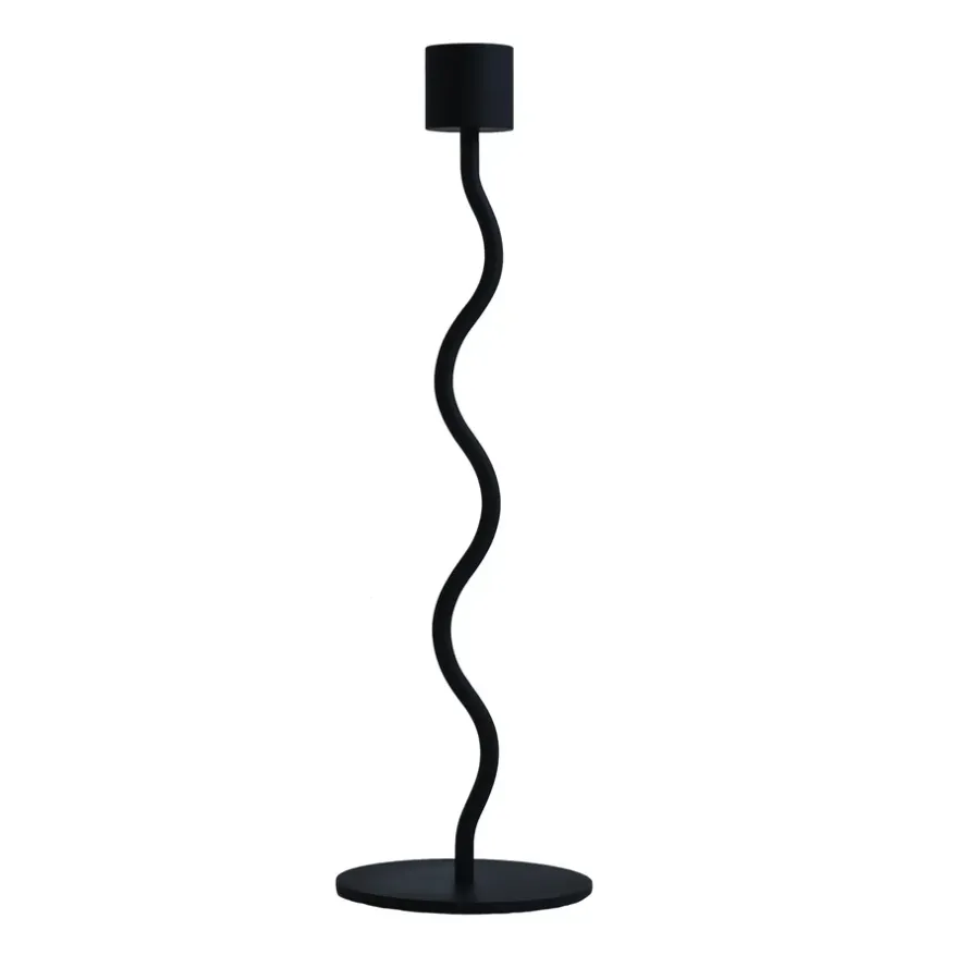 Cooee Design Curved kandelaar 26 cm, Black< Kandelaars