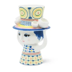 Bjørn Wiinblad Dame med hat vaas H20,5 cm, Blauw< Vazen