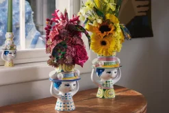 Bjørn Wiinblad Dame med hat vaas H20,5 cm, Blauw< Vazen