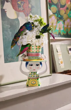 Bjørn Wiinblad Dame med hat vaas H24,5 cm, Groen< Vazen