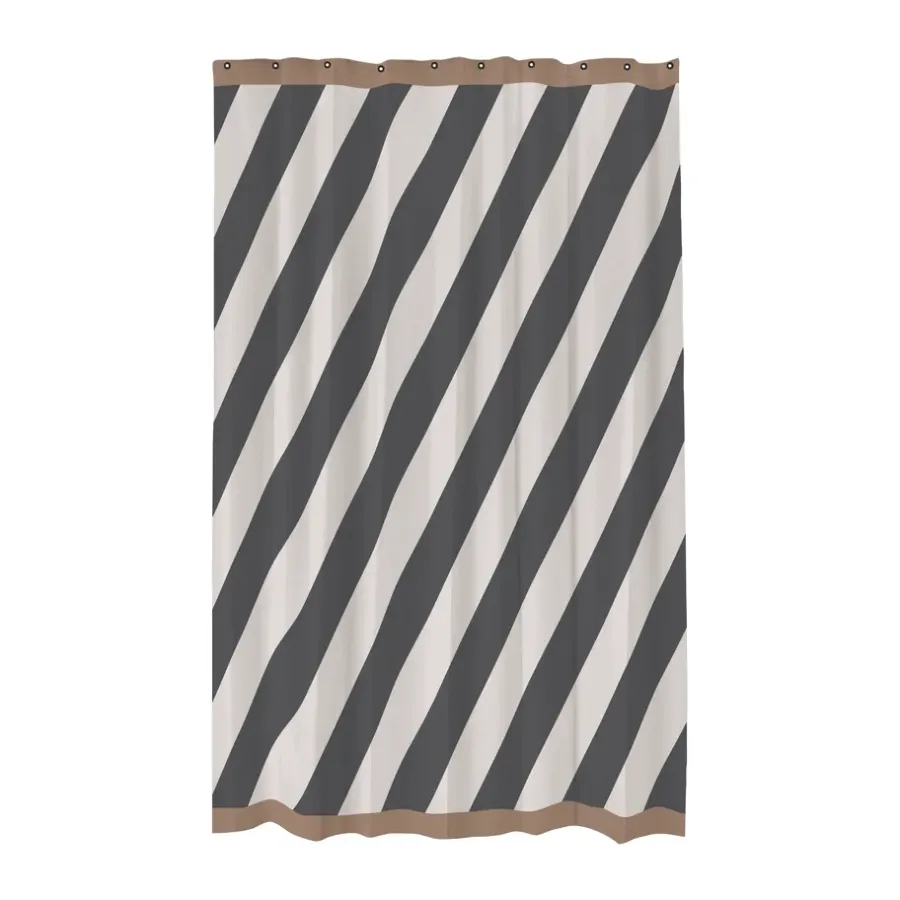 Mette Ditmer Diagonal douchegordijn 150x200 cm, Dark grey< Douchegordijnen