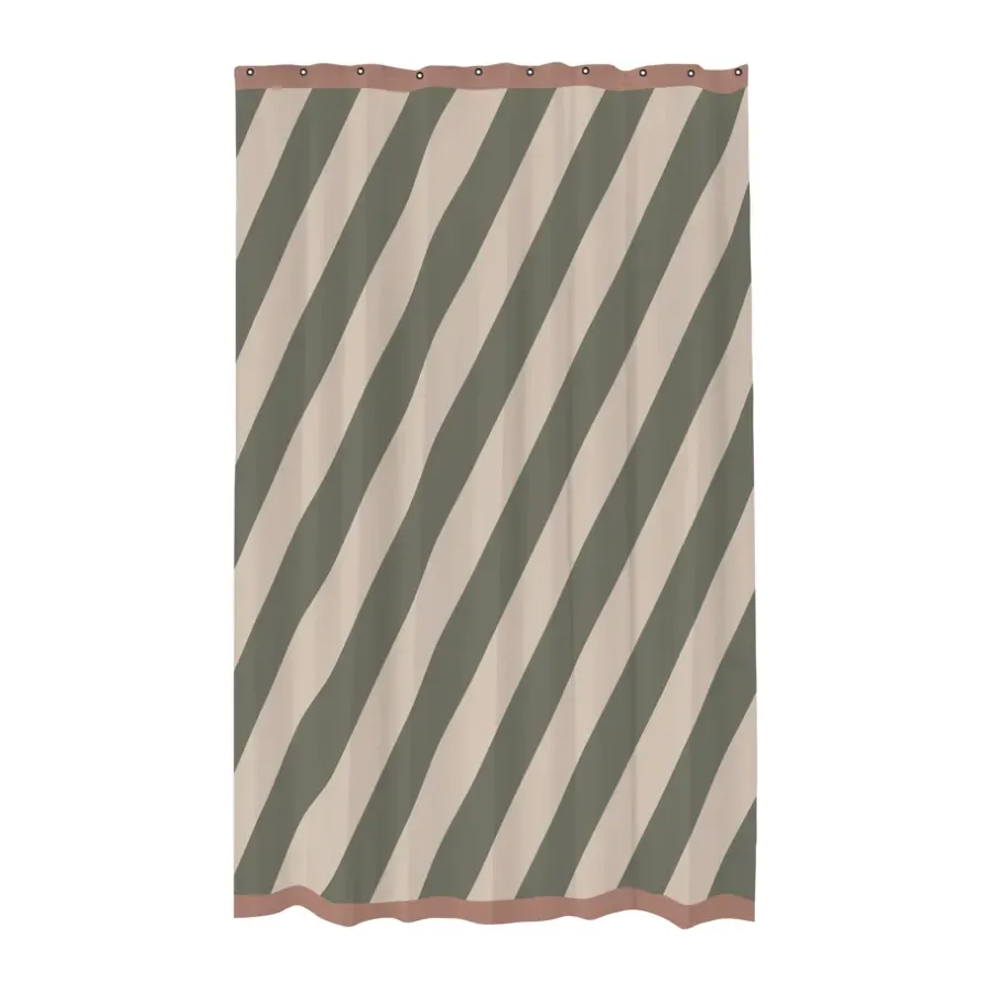 Mette Ditmer Diagonal douchegordijn 150x200 cm, Dark olive< Douchegordijnen