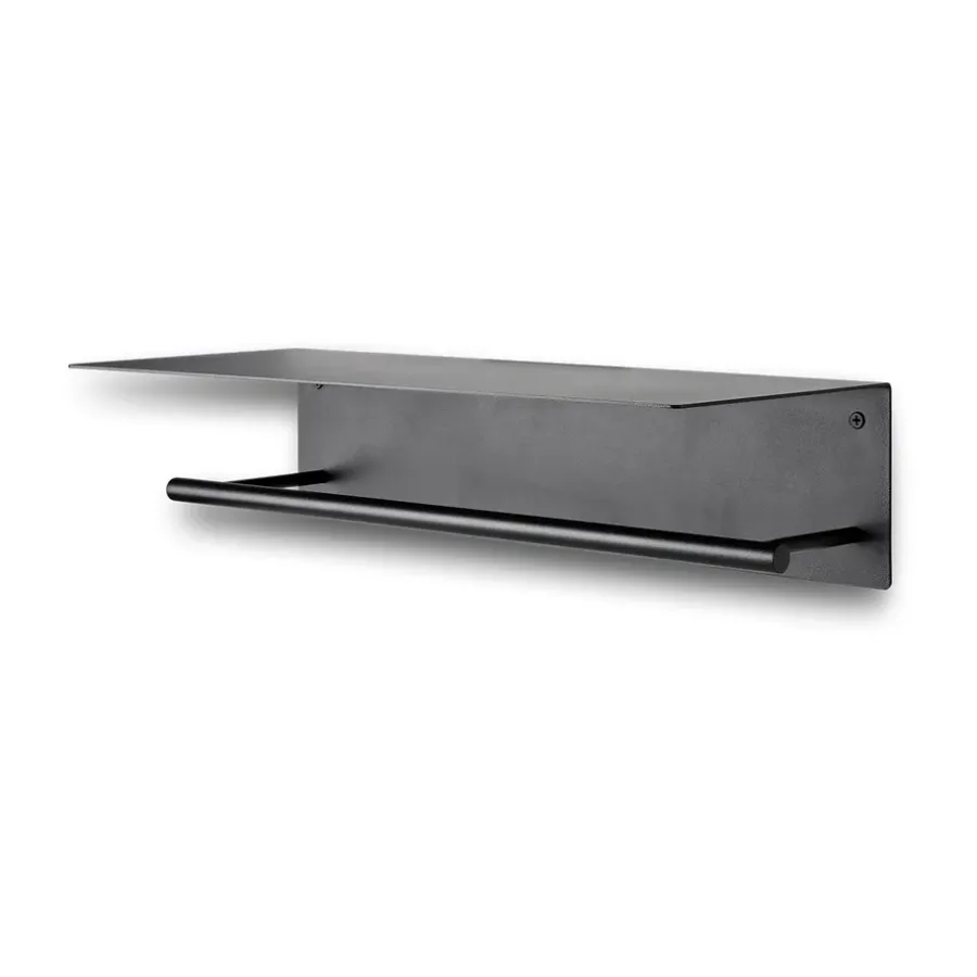 Ferm Living Dora handdoekhanger met legplank, Black< Handdoekenrekken & -Ringen