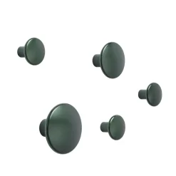 Muuto Dots wandhaak metaal 5-pack, Dark green< Opbergoplossingen Voor De Kinderkamer