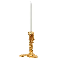 POLSPOTTEN Drip kandelaar L 25 cm, Goud< Kandelaars