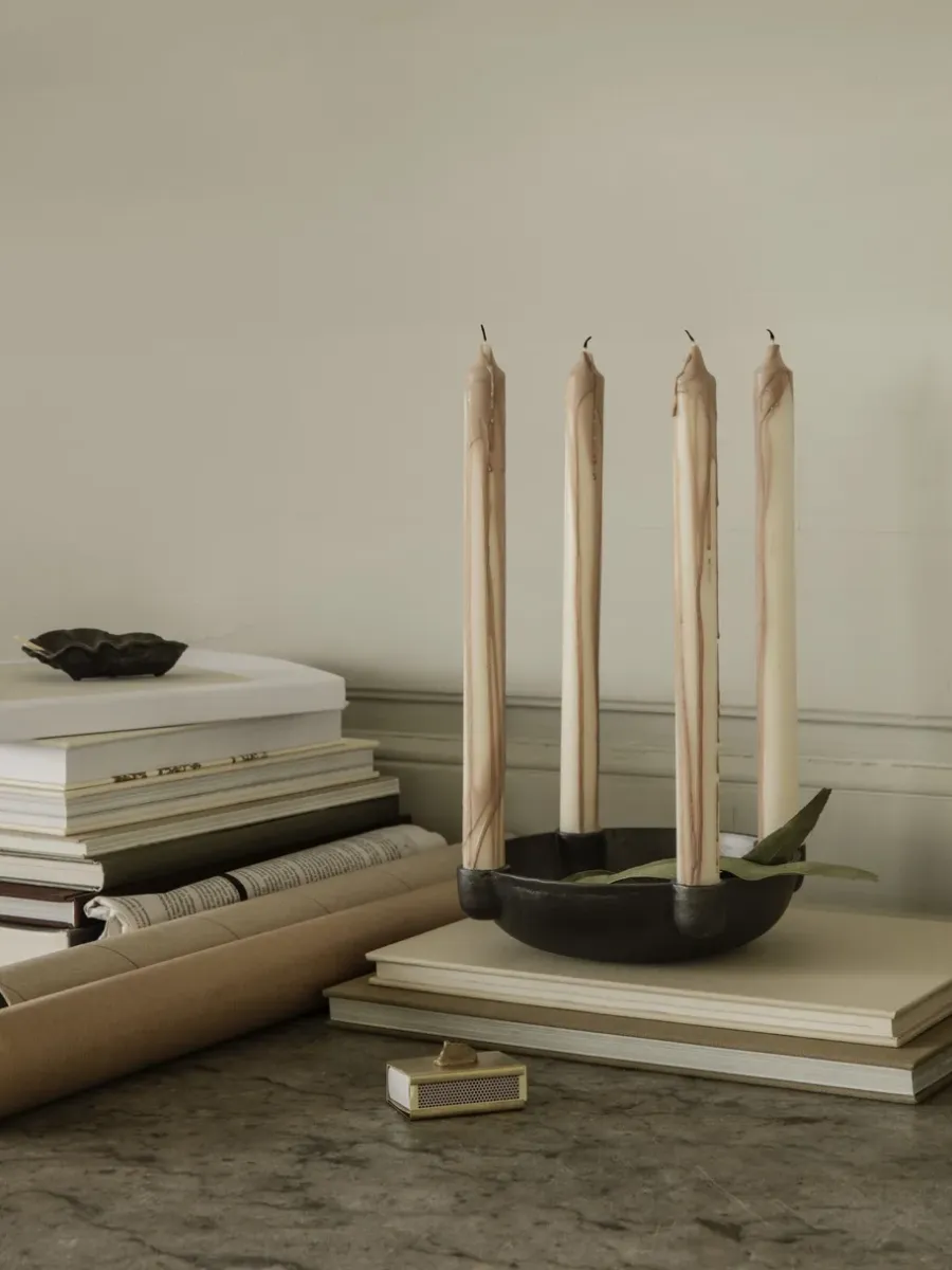 Ferm Living Dryp stearinekaars 2-pack, Beige< Kaarsen