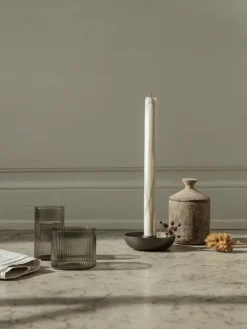 Ferm Living Dryp stearinekaars 2-pack, Warm Grey< Kaarsen