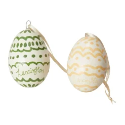 Lexington Easter Eggs in Papier Maché paashanger 2-pack, Green-yellow< Decoratieve Accessoires