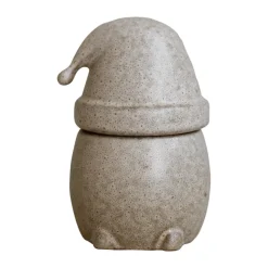 DBKD Eating Santa kom met deksel klein, Beige< Kerstdecoraties