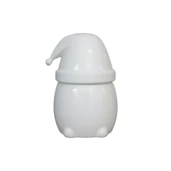 DBKD Eating Santa kom met deksel klein, Shiny white< Kerstdecoraties