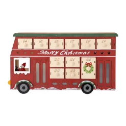 Bloomingville Edward adventskalender met verlichting bus, Rood< Kaarsenhouders & Kaarsenborden