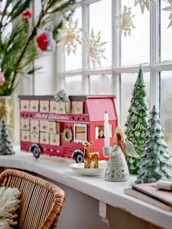 Bloomingville Edward adventskalender met verlichting bus, Rood< Kaarsenhouders & Kaarsenborden