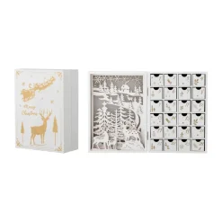 Bloomingville Elimar adventskalender met verlichting, Wit< Kerstdecoraties