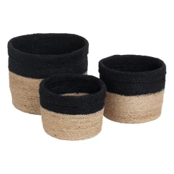 Dixie Elin opbergmand 3-pack, Natuur-zwart< Opbergmanden