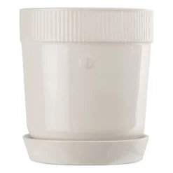 Sagaform Elise bloempot met schotel Ø17 cm, Wit< Bloempotten