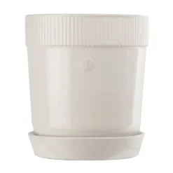 Sagaform Elise bloempot met schotel Ø14 cm, Wit< Bloempotten