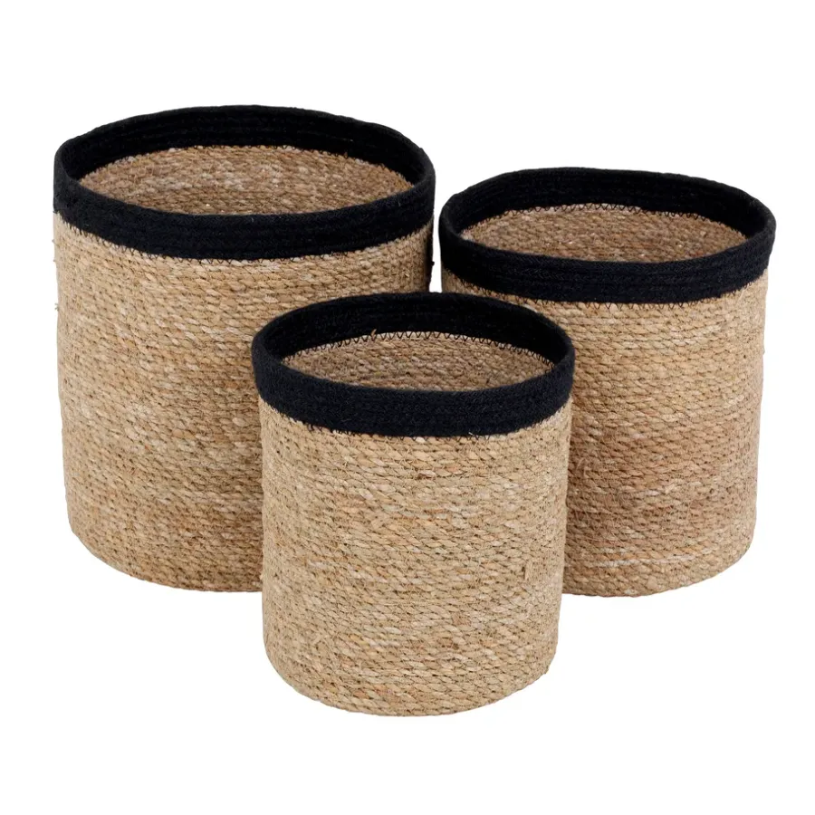 Dixie Emil opbergmand 3-pack small, Natuur-zwart< Opbergmanden
