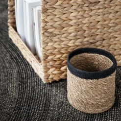 Dixie Emil opbergmand 3-pack small, Natuur-zwart< Opbergmanden
