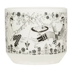 Arabia Emilia pot Ø14 cm, Zwart-wit< Bloempotten
