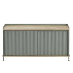 Muuto Enfold bijzettafel laag 125x45x63 cm, Oak-Dusty green< Tv- & Mediameubels|Ladekasten & Dressoirs