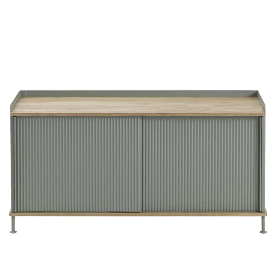 Muuto Enfold bijzettafel laag 125x45x63 cm, Oak-Dusty green< Tv- & Mediameubels|Ladekasten & Dressoirs