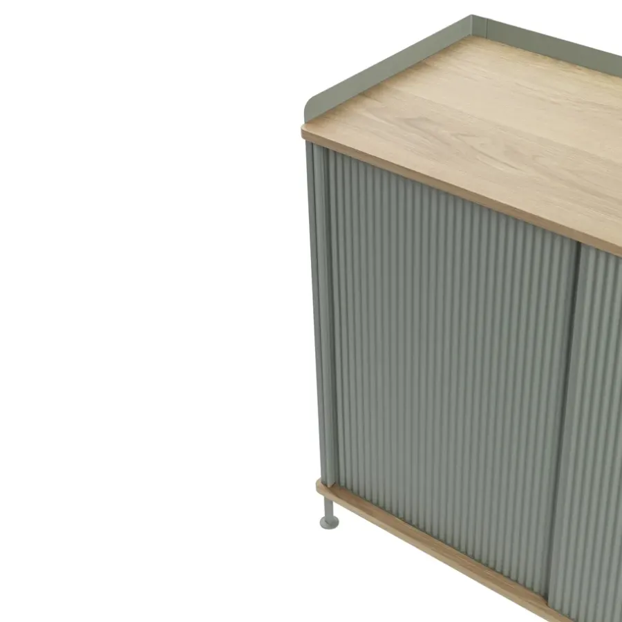 Muuto Enfold bijzettafel laag 125x45x63 cm, Oak-Dusty green< Tv- & Mediameubels|Ladekasten & Dressoirs