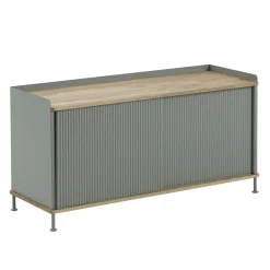 Muuto Enfold bijzettafel laag 125x45x63 cm, Oak-Dusty green< Tv- & Mediameubels|Ladekasten & Dressoirs