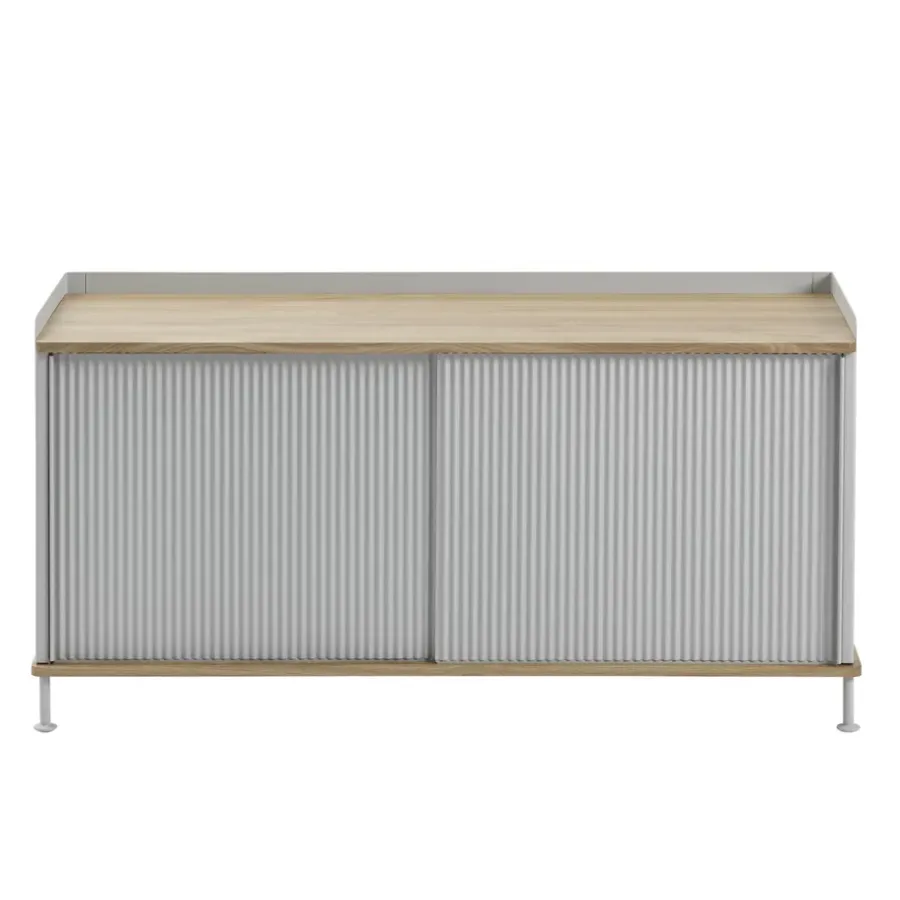 Muuto Enfold bijzettafel laag 125x45x63 cm, Oak-Grey< Ladekasten & Dressoirs|Tv- & Mediameubels