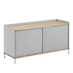 Muuto Enfold bijzettafel laag 125x45x63 cm, Oak-Grey< Ladekasten & Dressoirs|Tv- & Mediameubels