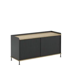 Muuto Enfold Low Sideboard, Black-Oak-Metal< Tv- & Mediameubels|Ladekasten & Dressoirs