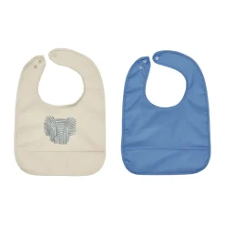 OYOY Erik Olifant slabbetje 2-delig, Beige-blauw< Kinderkamer Interieuraccessoires|Kinderkamer Interieuraccessoires