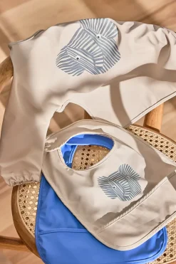 OYOY Erik Olifant slabbetje 2-delig, Beige-blauw< Kinderkamer Interieuraccessoires|Kinderkamer Interieuraccessoires