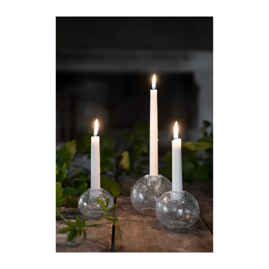 ERNST kandelaar glas Ø7,5 cm, Bubbels< Kandelaars