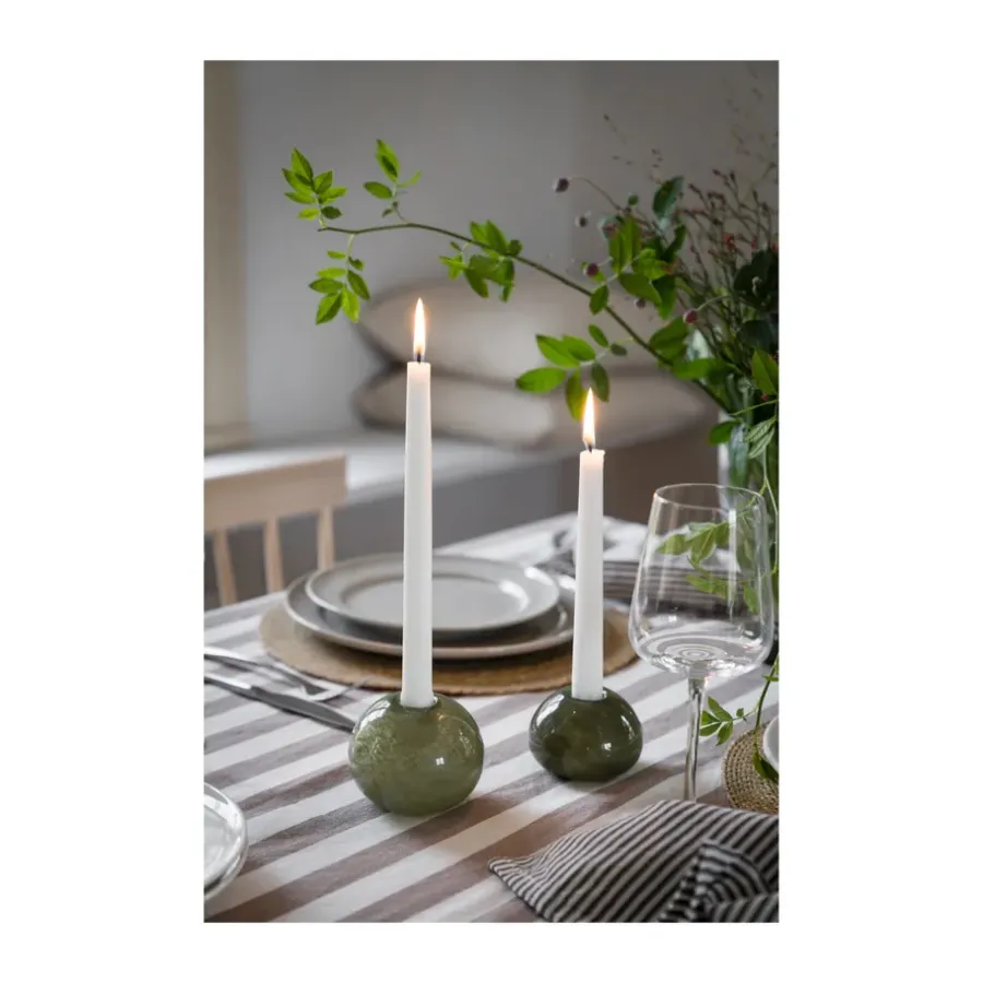 ERNST kandelaar glas Ø9 cm, Groen< Kandelaars