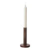 ERNST kandelaar van hout 15 cm, Donkerbruin< Kandelaars