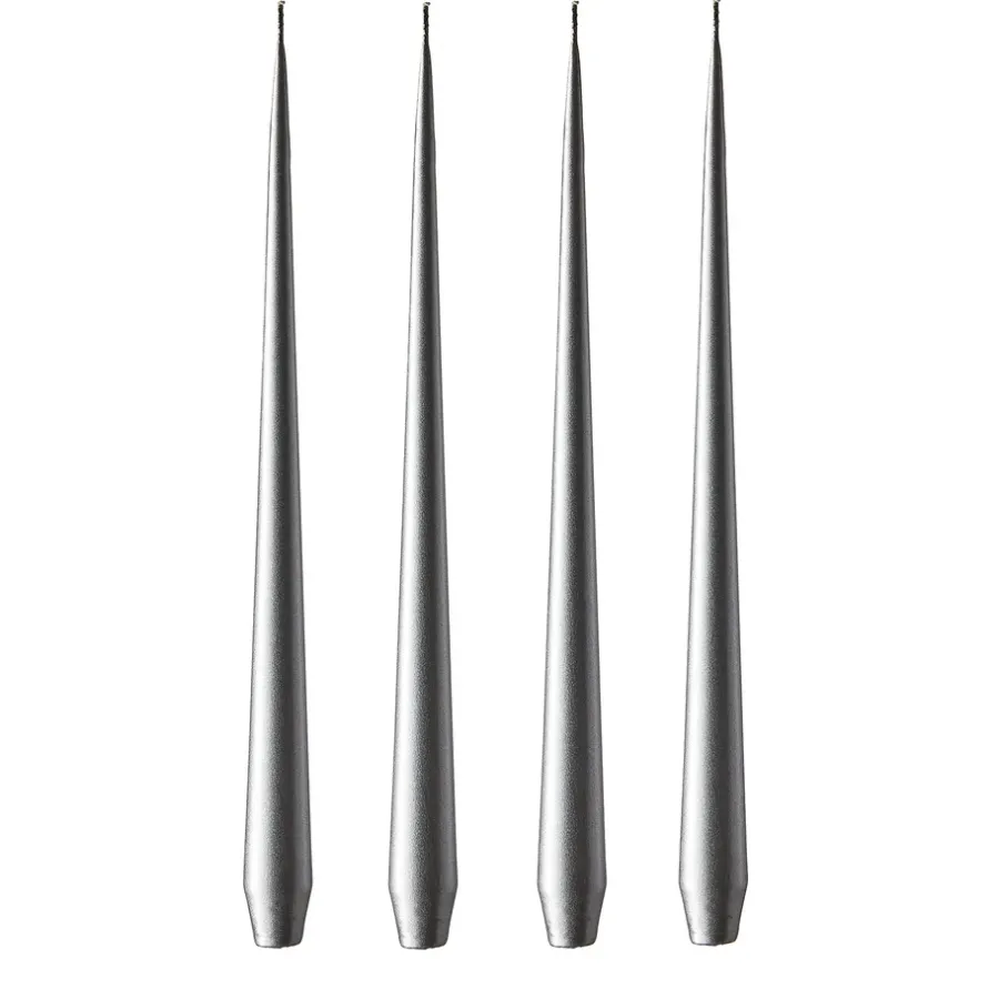 Ester & erik kaars 32 cm 4-pack metallic, Silver< Kaarsen