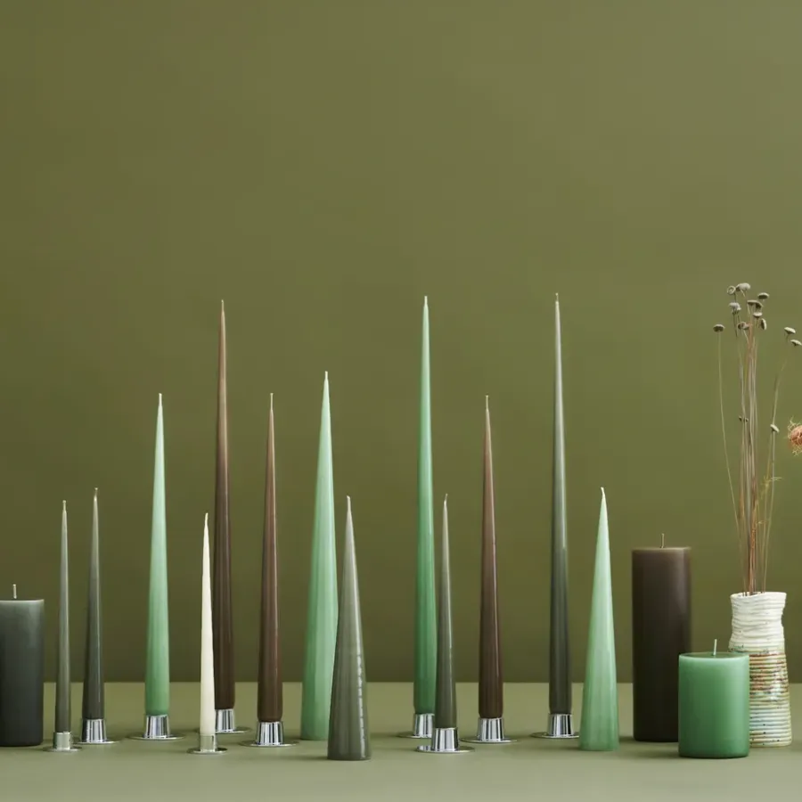 Ester & erik kegelkaars 37 cm 2-pack gelakt, Eucalyptus 66-0< Kaarsen