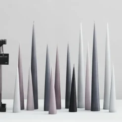 Ester & erik kegelkaars 37 cm 2-pack mat, Raw black 75< Kaarsen