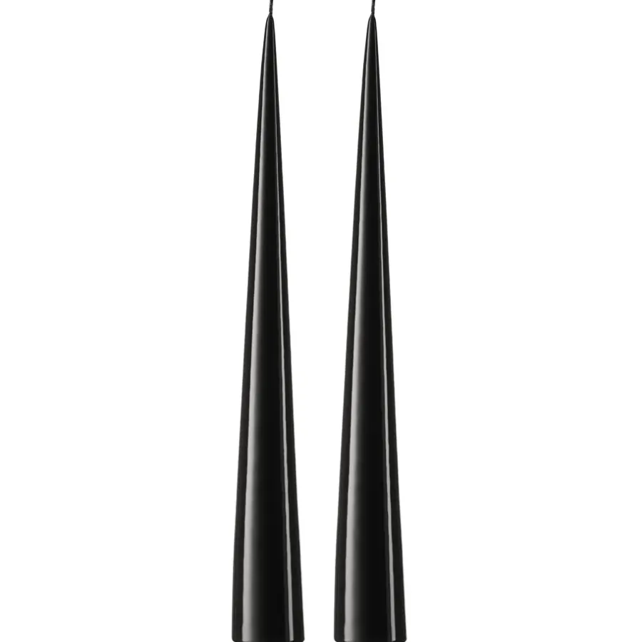 Ester & erik kegelkaars 37 cm 2-pack gelakt, Raw black 75-0< Kaarsen