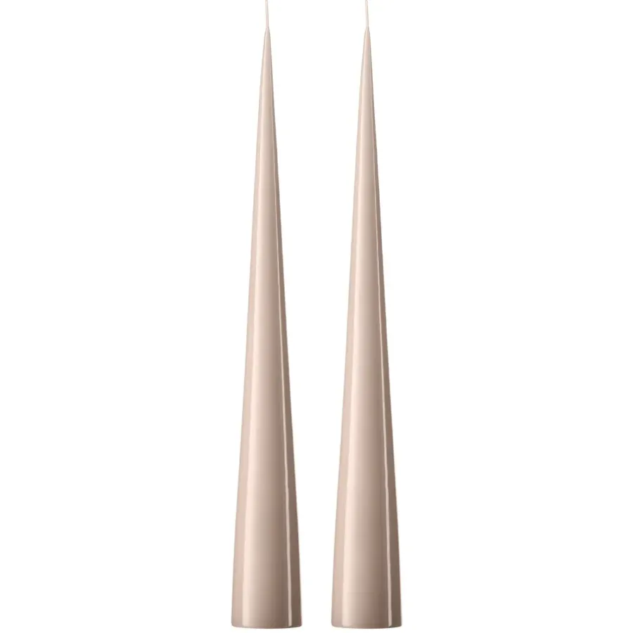 Ester & erik kegelkaars 37 cm 2-pack gelakt, Linen grey 22-0< Kaarsen