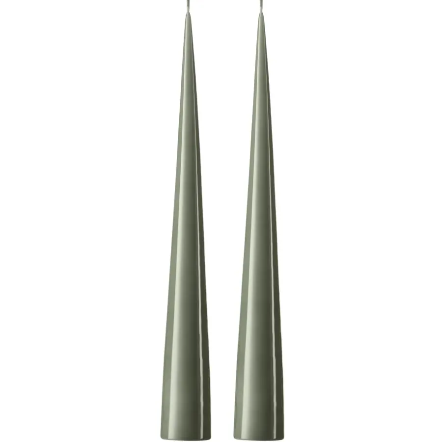Ester & erik kegelkaars 37 cm 2-pack gelakt, Green soil 70-0< Kaarsen