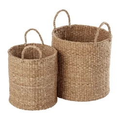 Dixie Esther cylinder opbergmand met handvat 2-pack, Natural< Opbergmanden