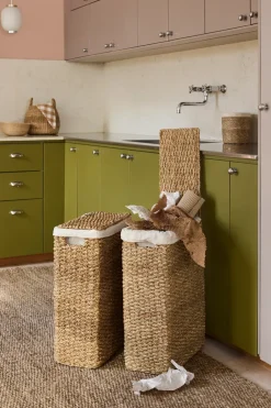 Dixie Esther gevlochten wasmand natuur , 58 cm< Wasmanden