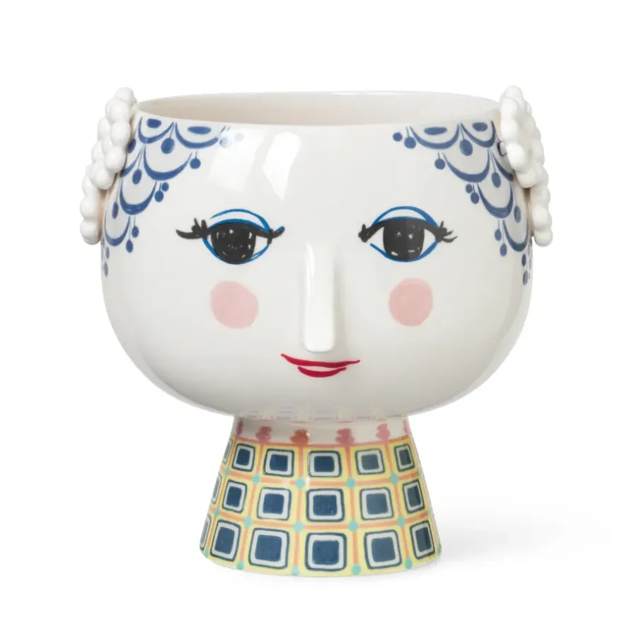 Bjørn Wiinblad Eva pot op voet Ø21 cm, Blauw< Bloempotten