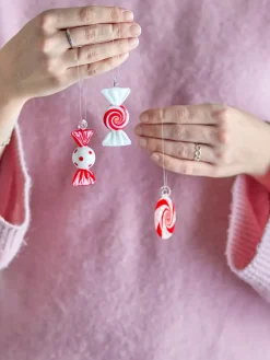 Bloomingville Feestelijke decoratiehangers 3 delen, Rood< Kerstdecoraties