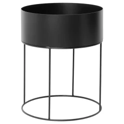 Ferm Living plant box rond, zwart< Bloempotten