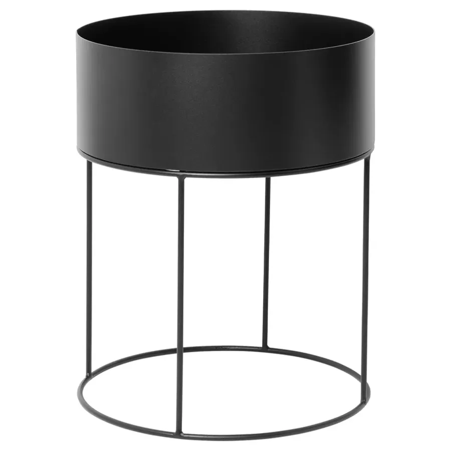Ferm Living plant box rond, zwart< Bloempotten