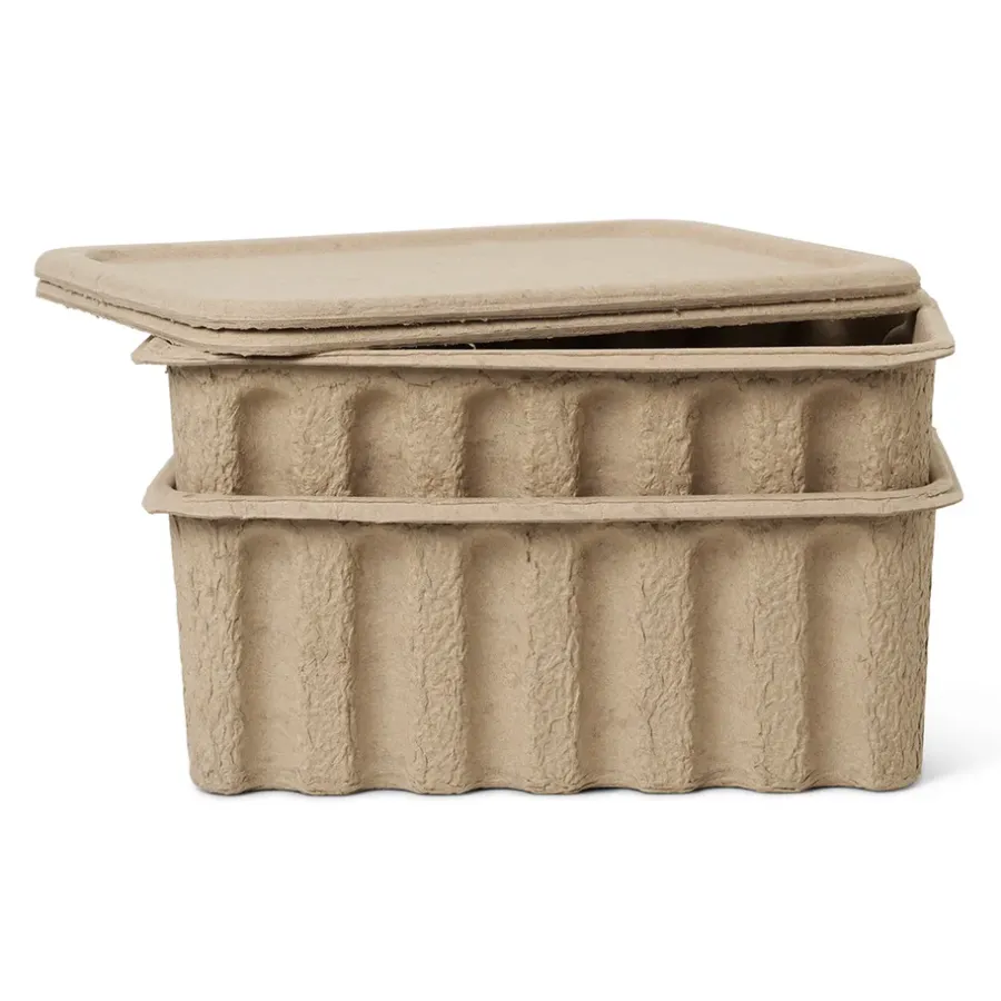 Ferm Living Ferm opbergdoos papier met deksel 2-pack, Bruin< Opbergoplossingen Voor De Kinderkamer|Opbergmanden