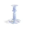 HAY Flare Stripe medium kandelaar, Blauw-wit< Kandelaars